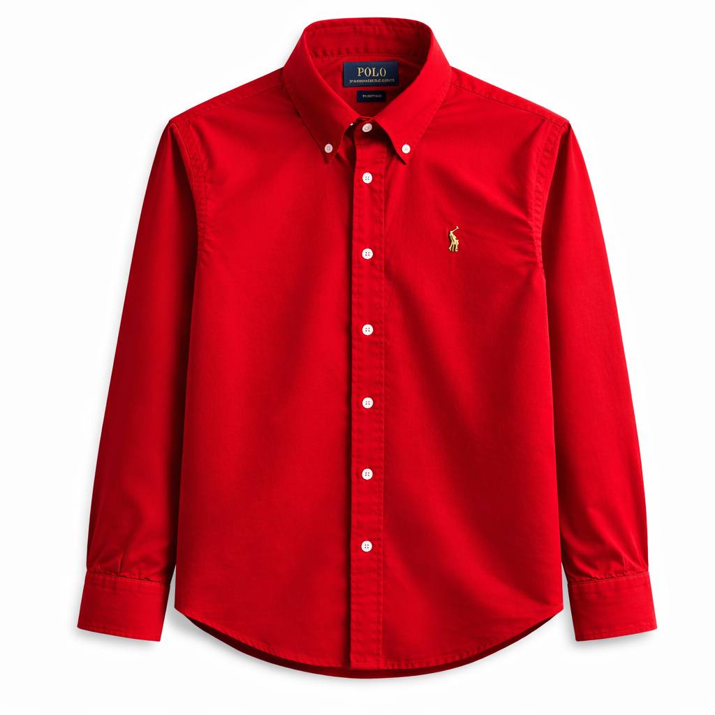 Plain Red Cotton Oxford Shirt