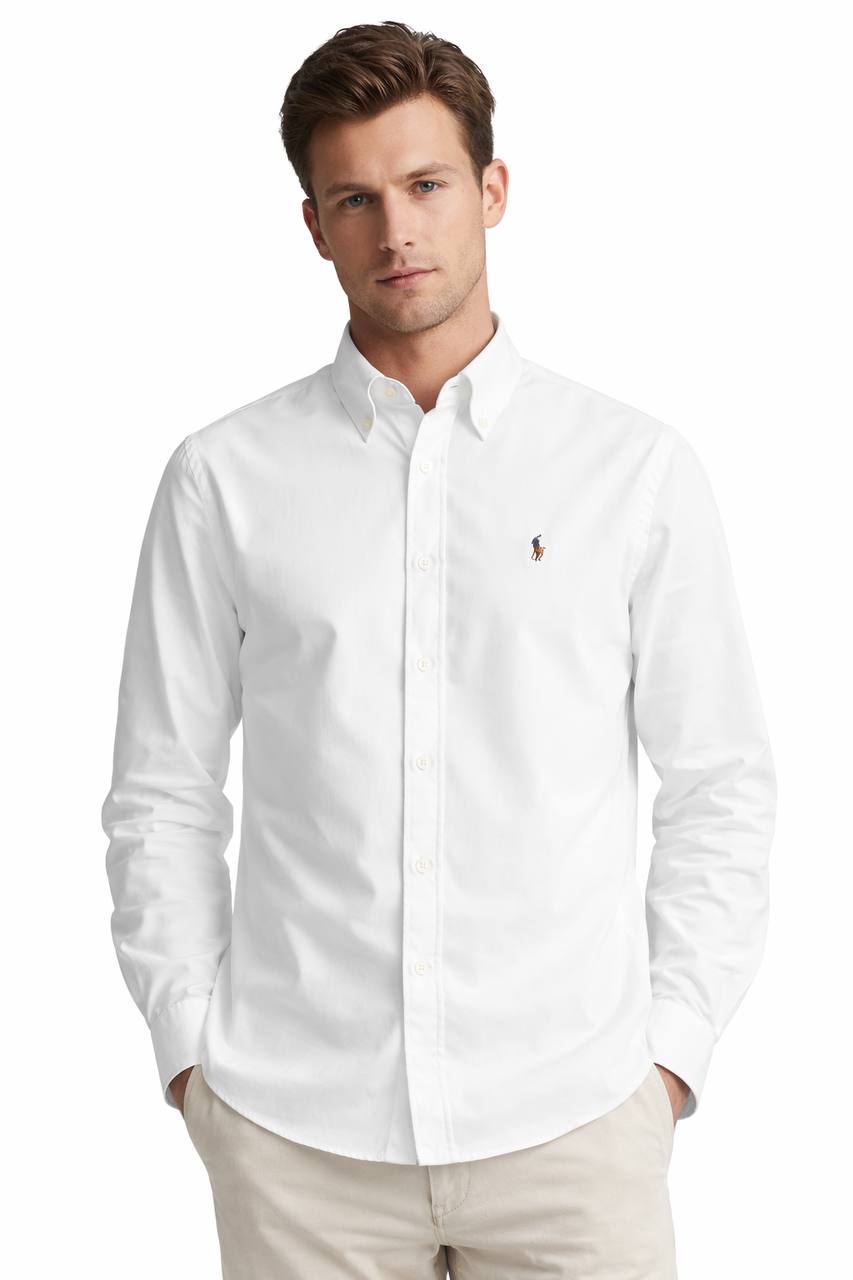Plain white Cotton Oxford Shirt