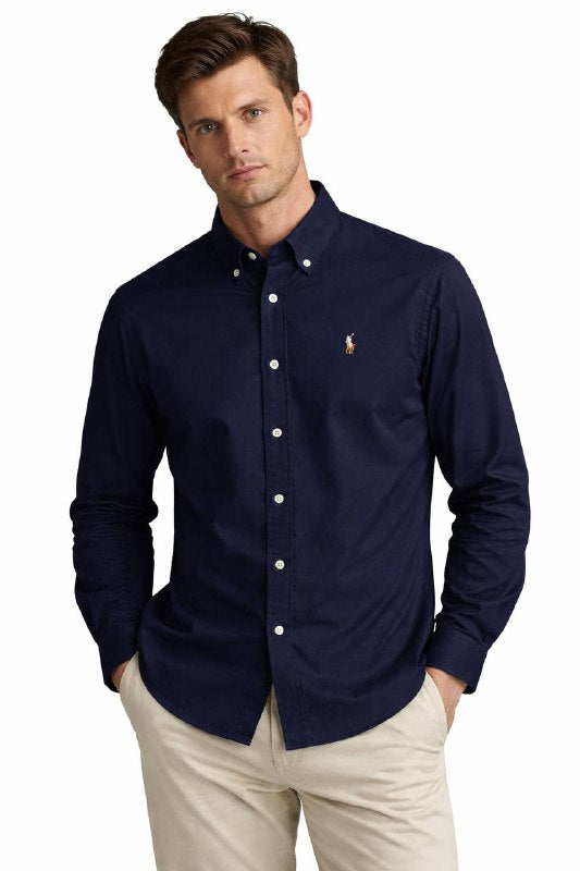 Plain NAVY BLUE Cotton Oxford Shirt