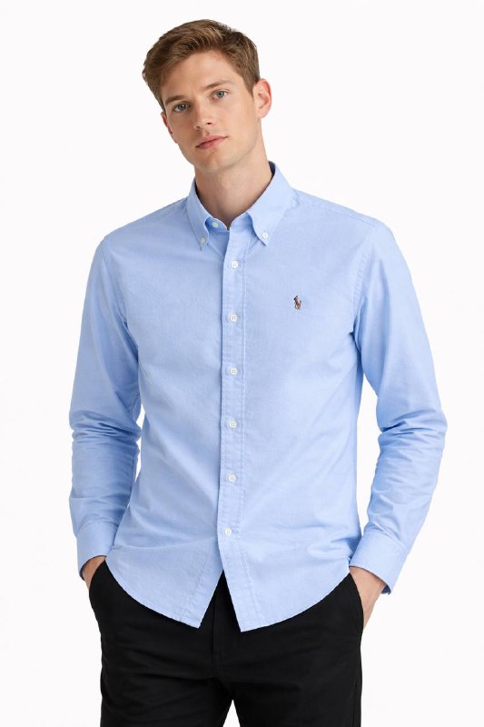 Plain Light Blue Cotton Oxford Shirt