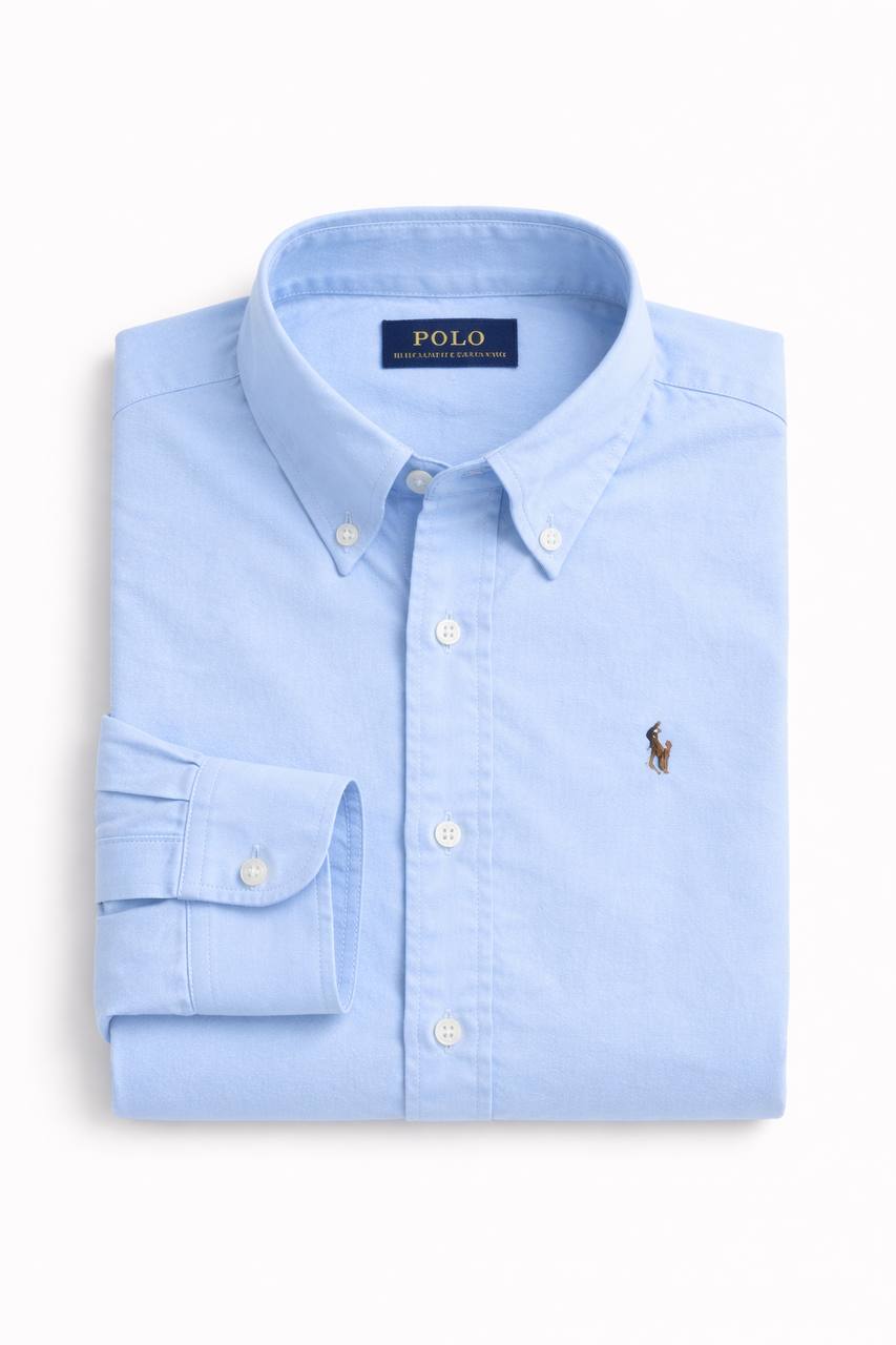 Plain Light Blue Cotton Oxford Shirt