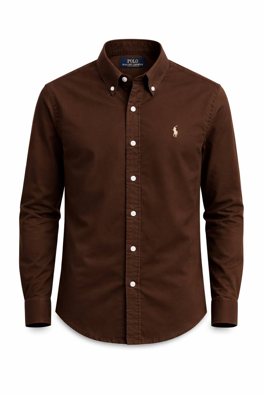 Plain Brown Cotton Oxford Shirt