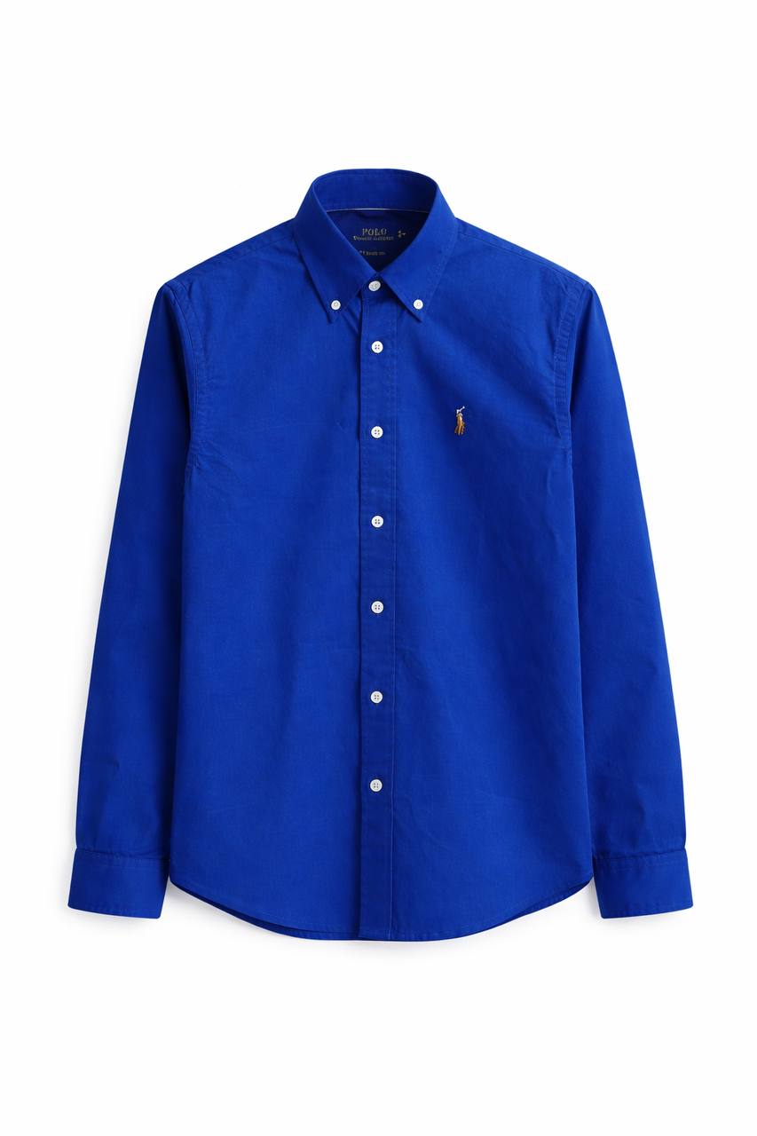 Plain Royal Blue Cotton Oxford Shirt