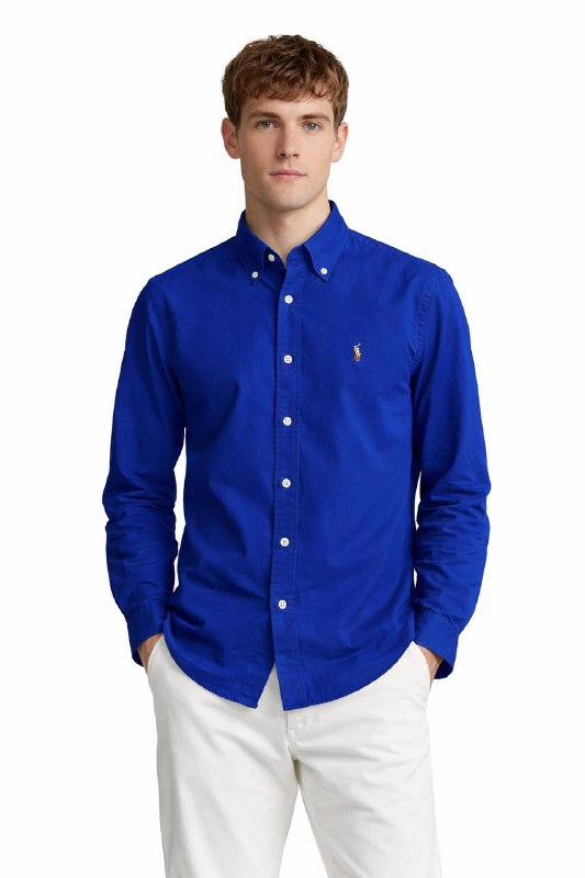 Plain Royal Blue Cotton Oxford Shirt