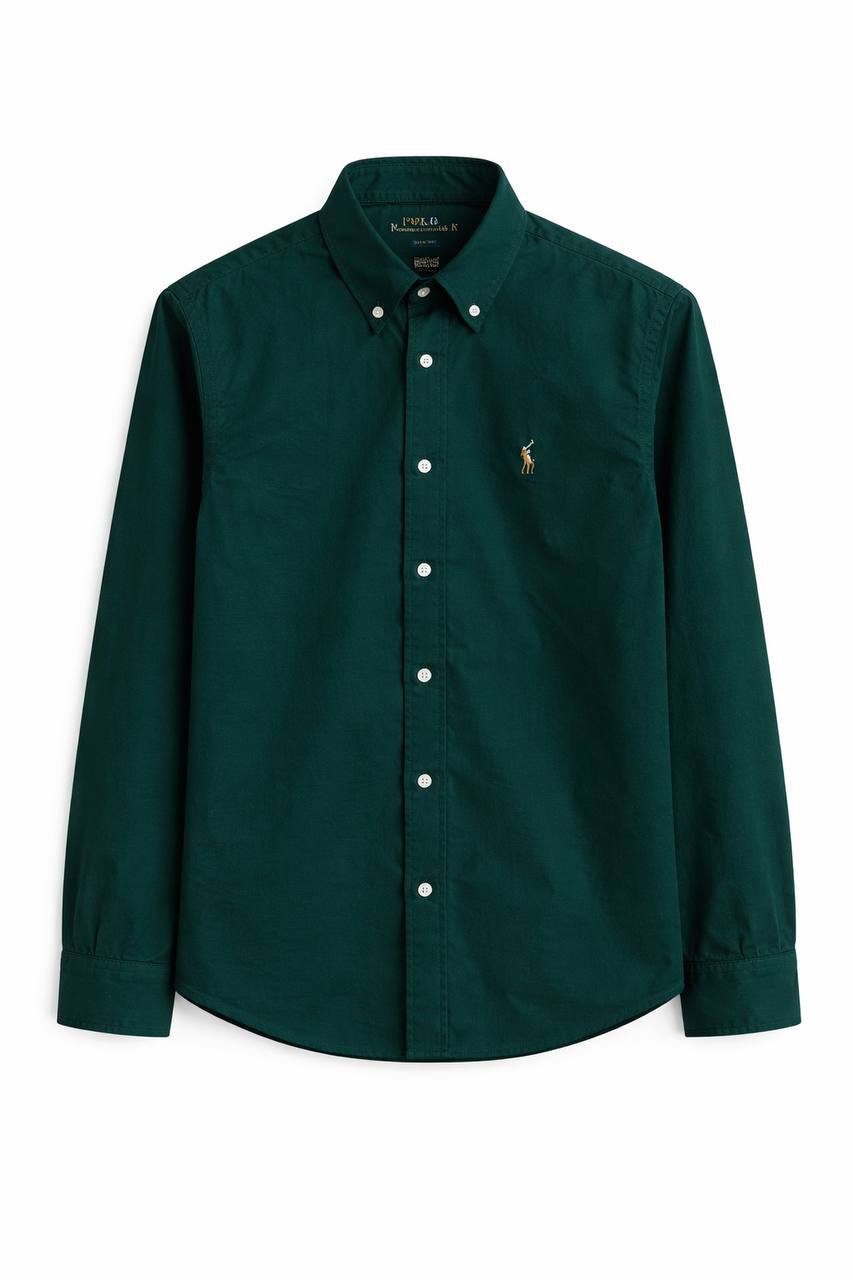 Plain Water Green Cotton Oxford Shirt