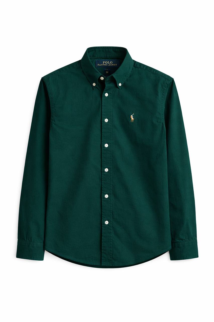 Plain Water Green Cotton Oxford Shirt