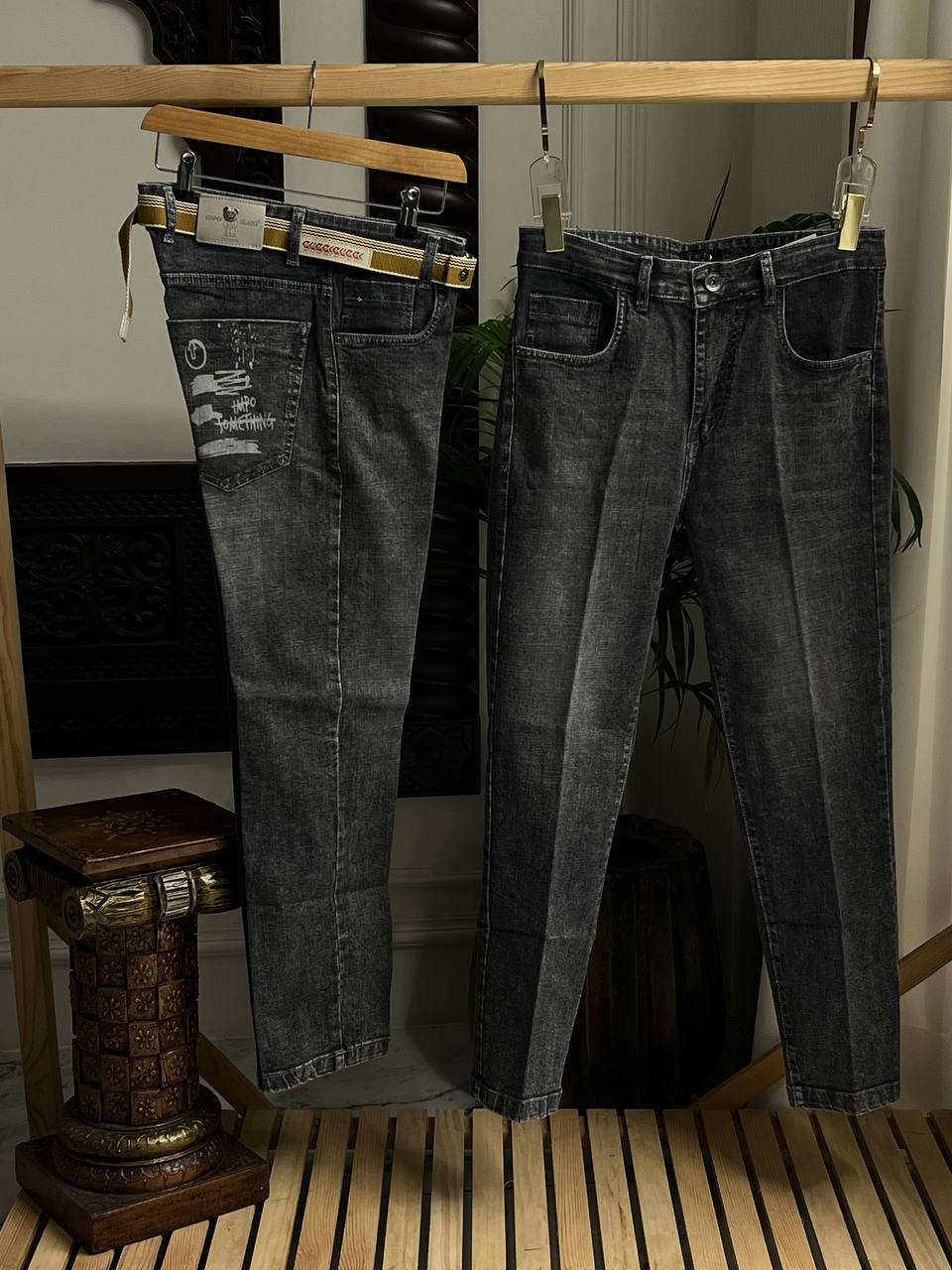 Ankle-Fit Distressed Graphic Jeans 102