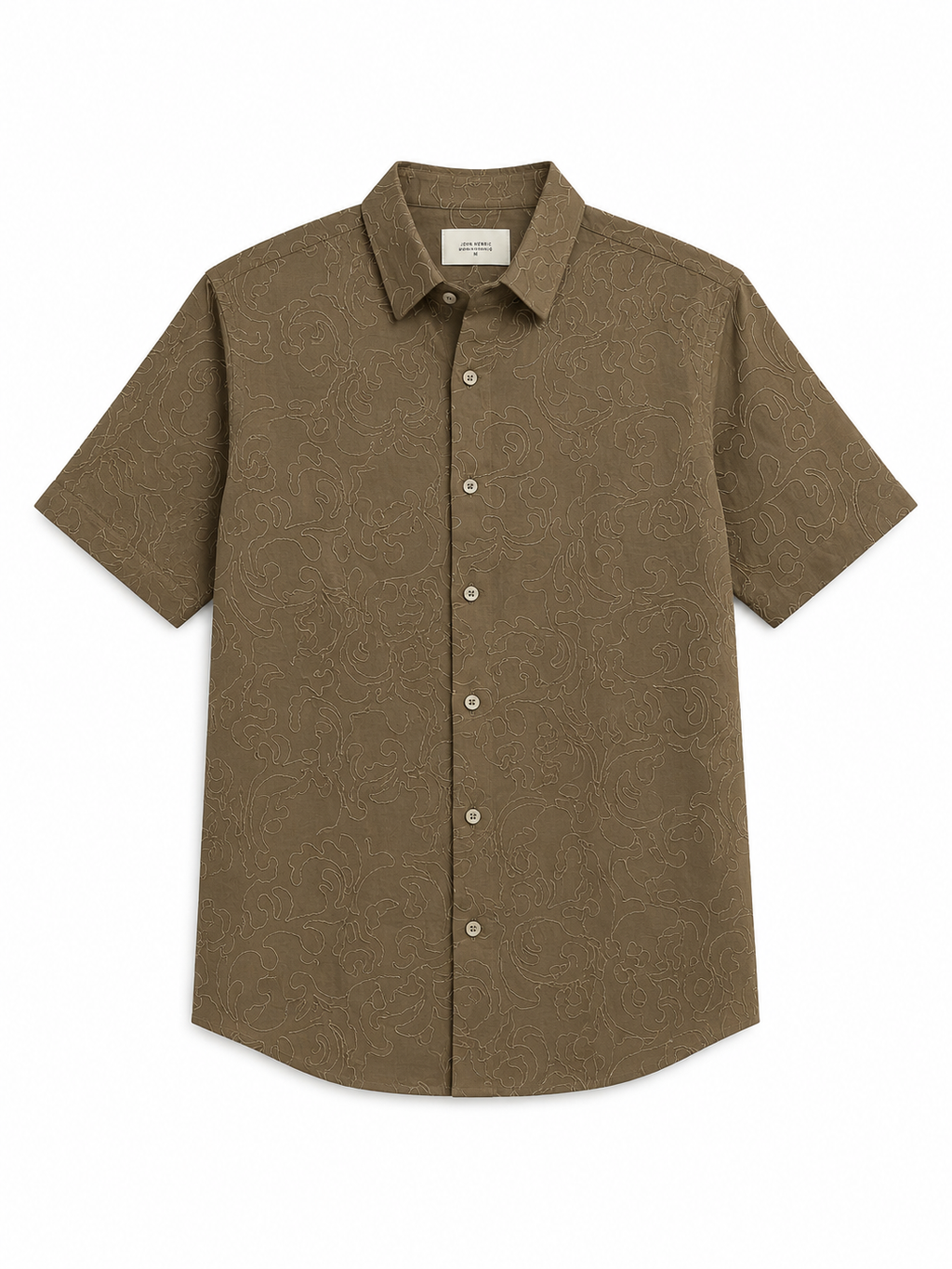 embroidery half sleeve coffee clay shirt