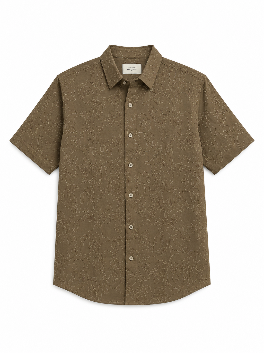 embroidery half sleeve coffee clay shirt
