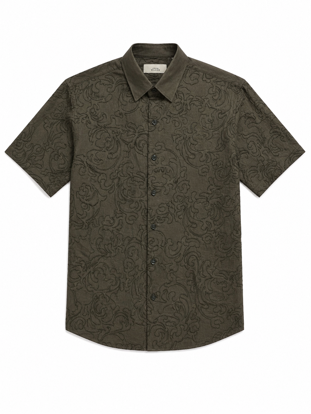 embroidery half sleeve olive stone shirt