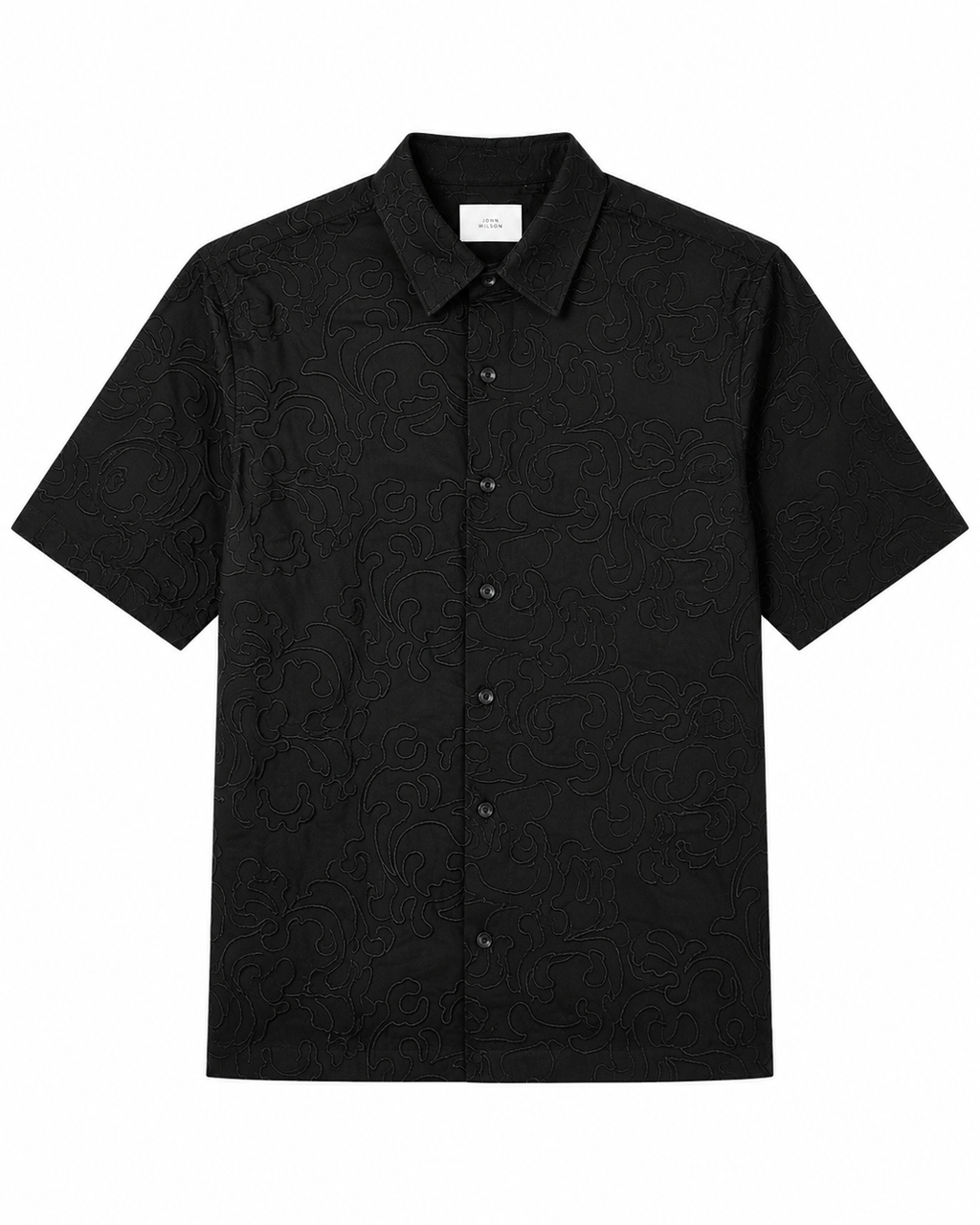 embroidery half sleeve black shirt