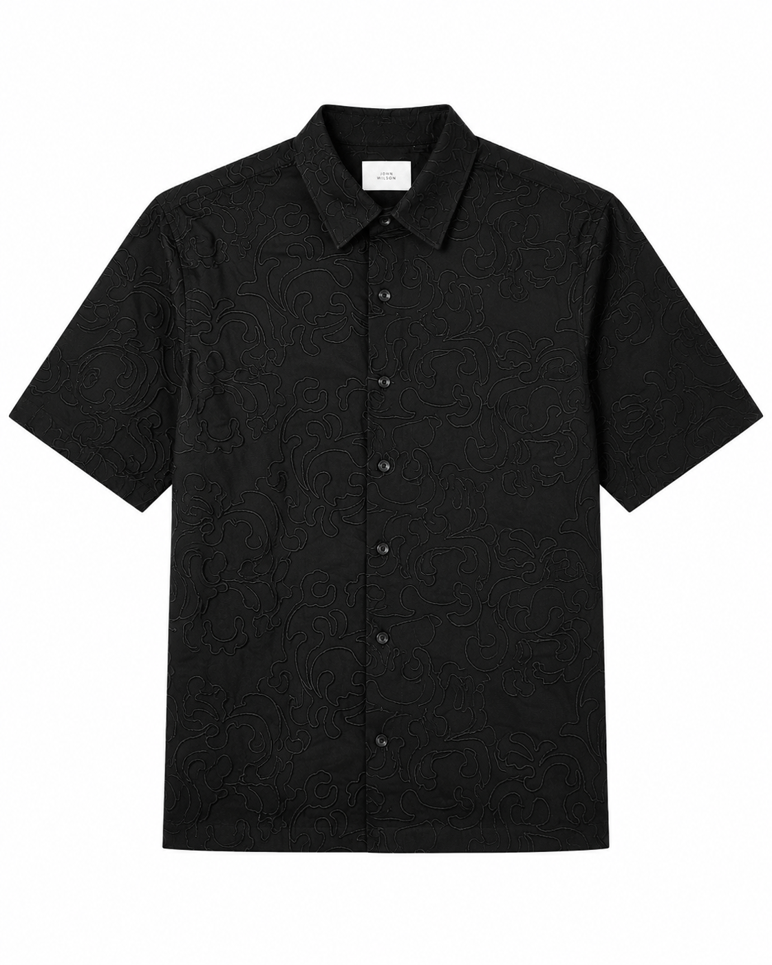 embroidery half sleeve black shirt