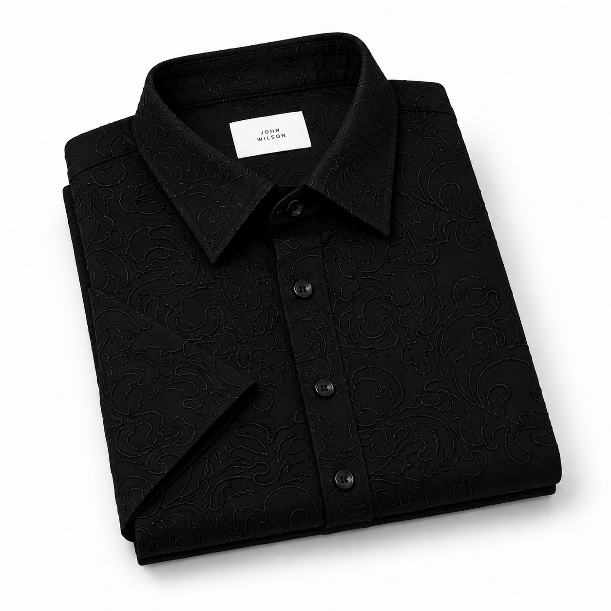 embroidery half sleeve black shirt