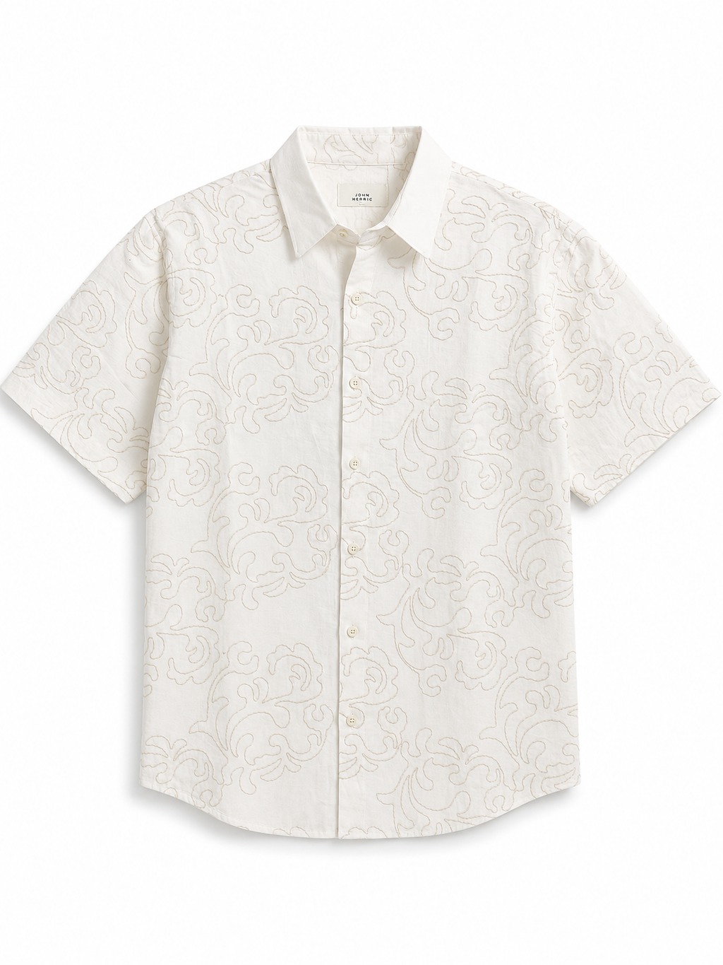 embroidery half sleeve white shirt
