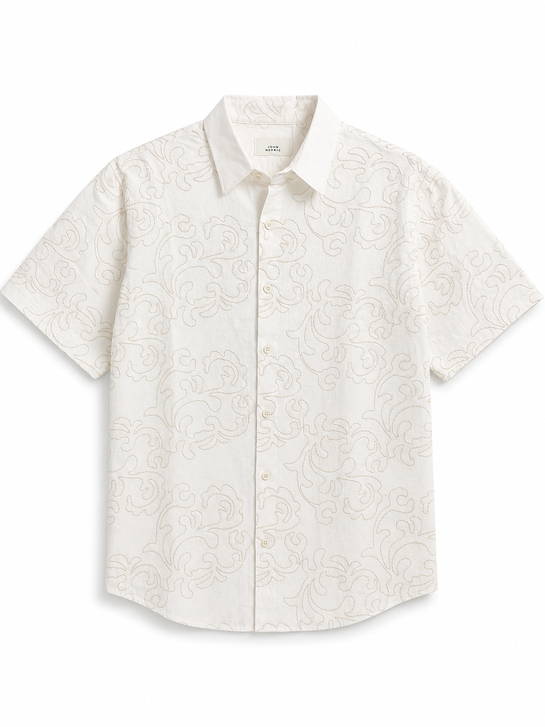embroidery half sleeve white shirt