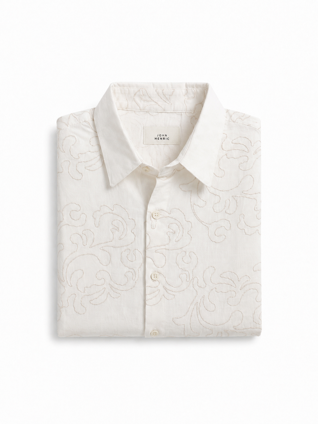 embroidery half sleeve white shirt