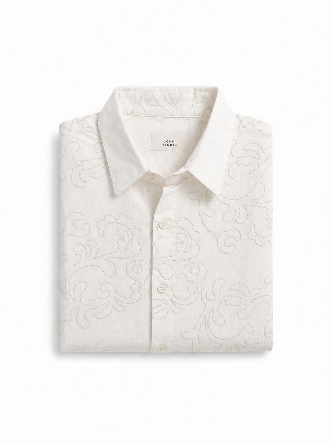 embroidery half sleeve white shirt