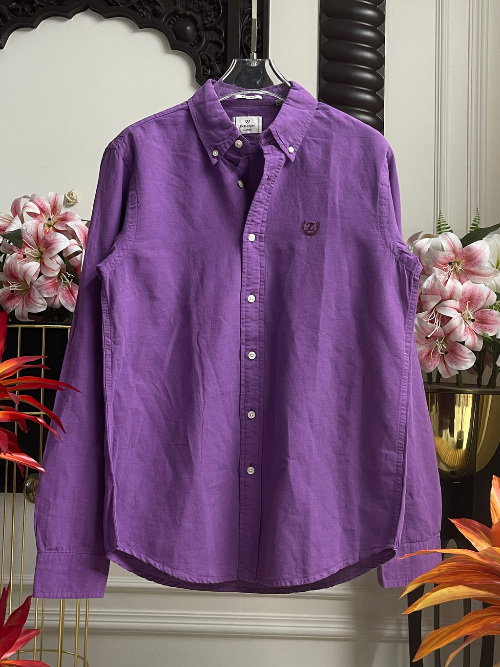 Plain Linen Purpal Colour Full Sleeve Shirt