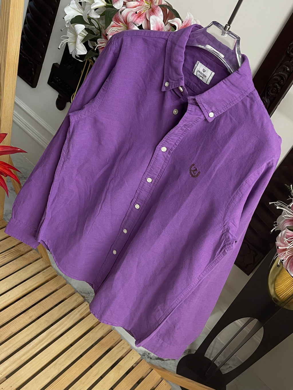 Plain Linen Purpal Colour Full Sleeve Shirt