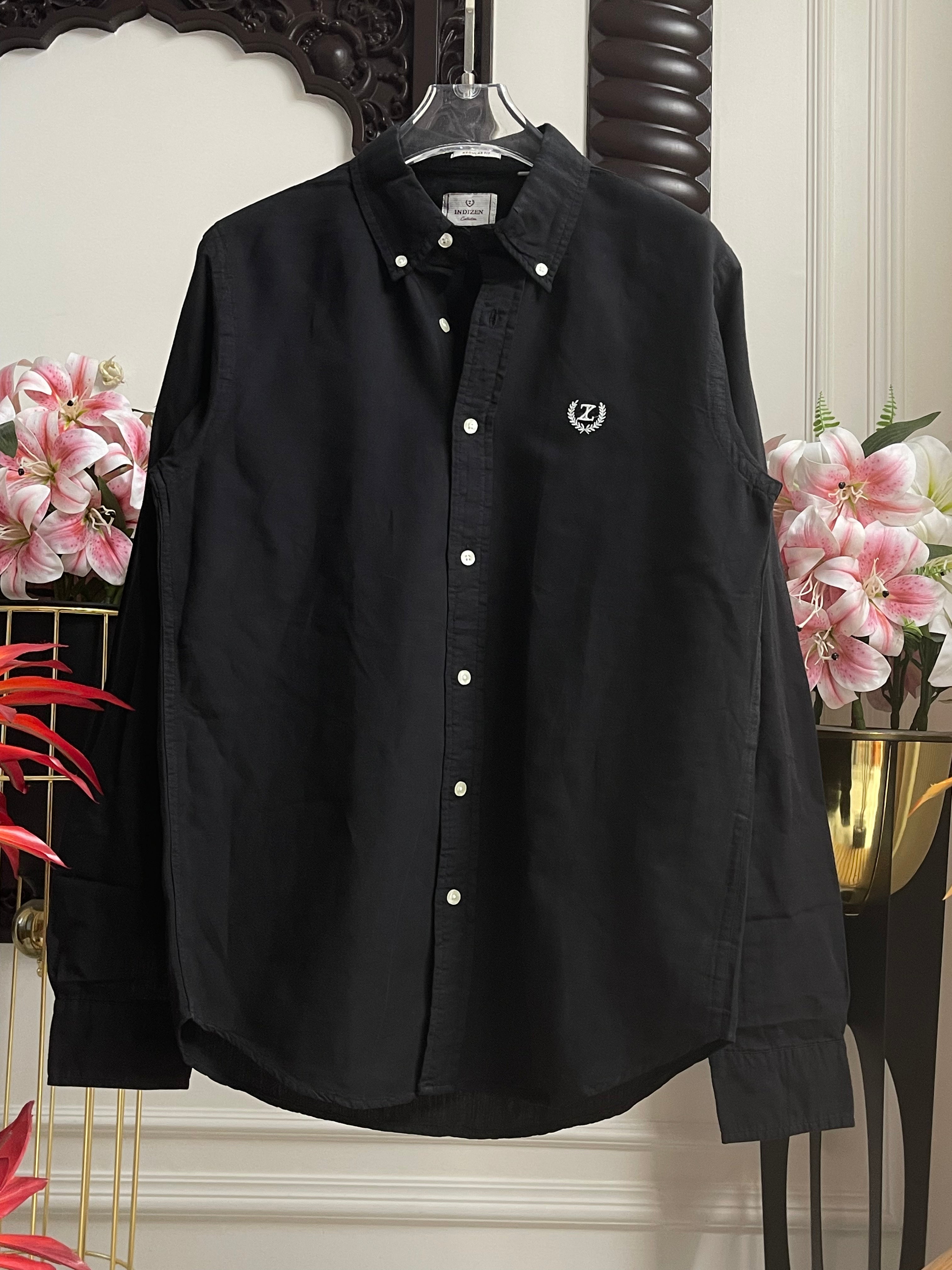Plain Linen Black Colour Full Sleeve Shirt