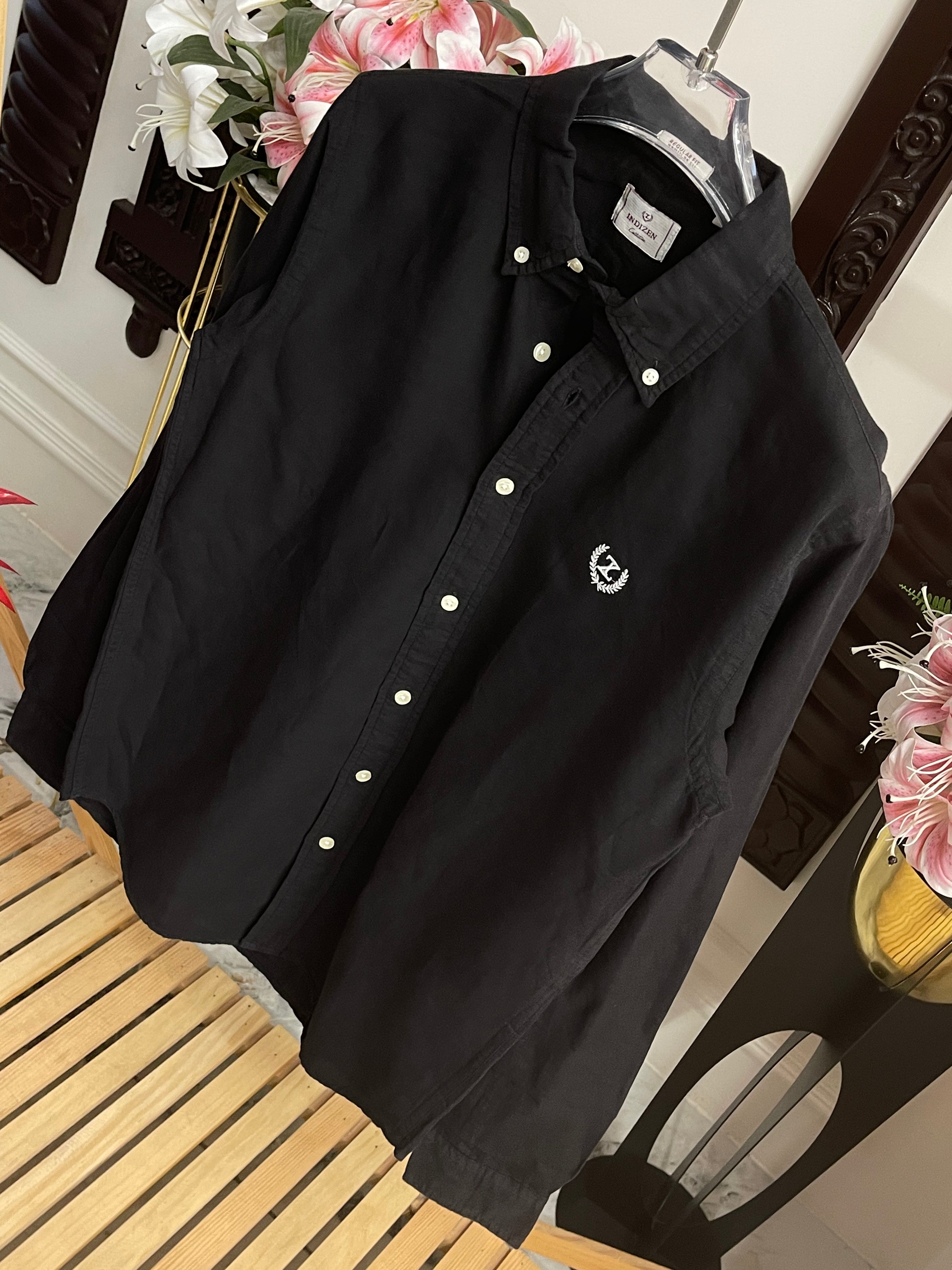 Plain Linen Black Colour Full Sleeve Shirt
