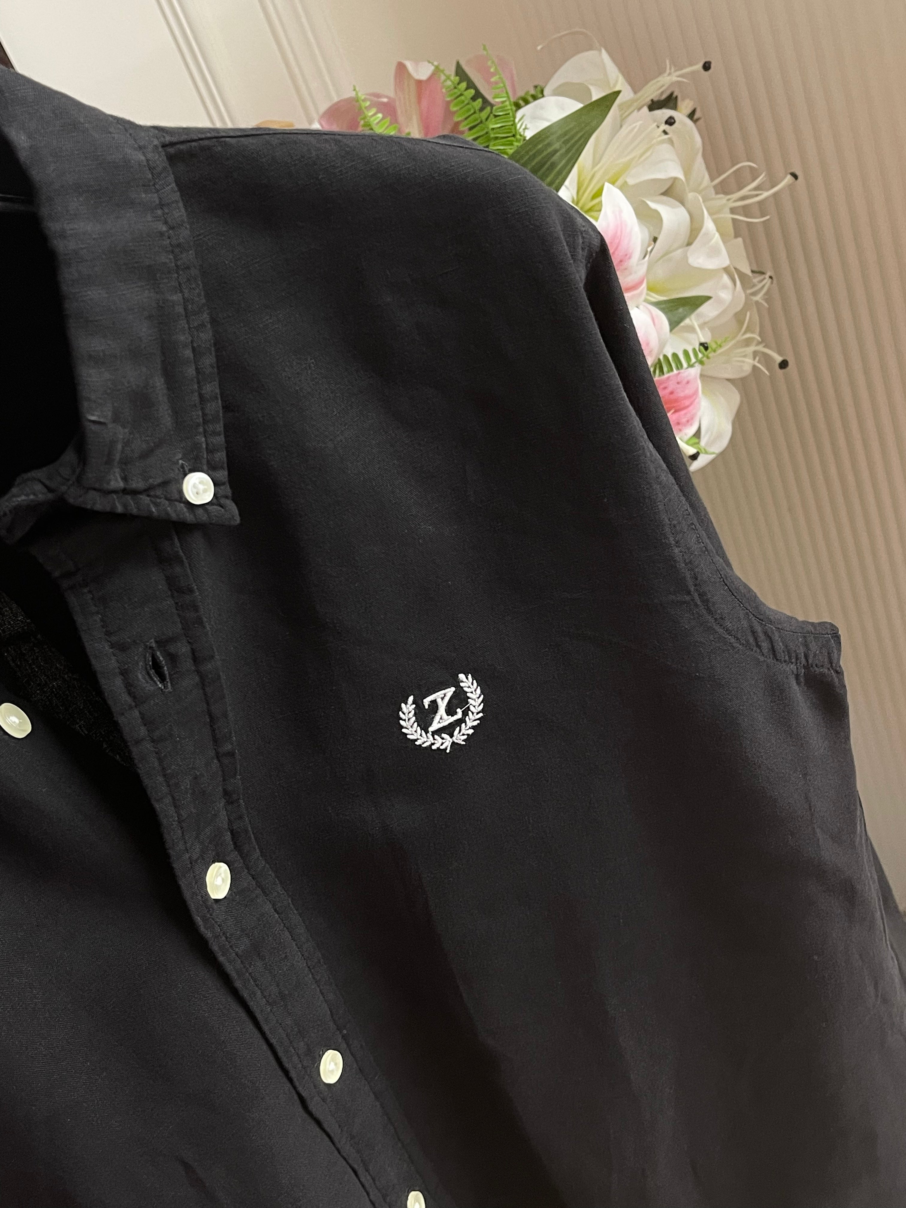 Plain Linen Black Colour Full Sleeve Shirt
