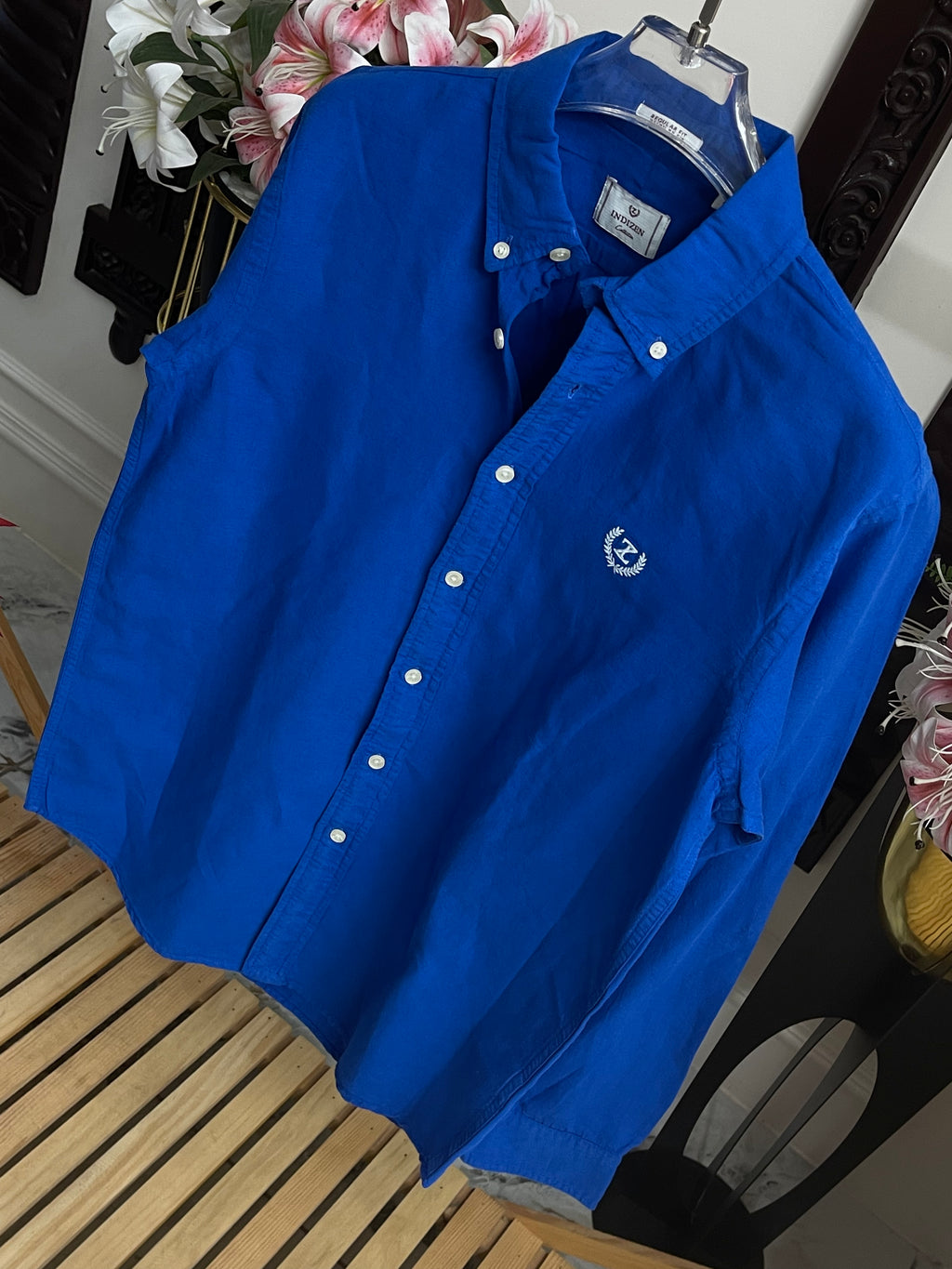 Plain Linen Royal Blue Colour Full Sleeve Shirt