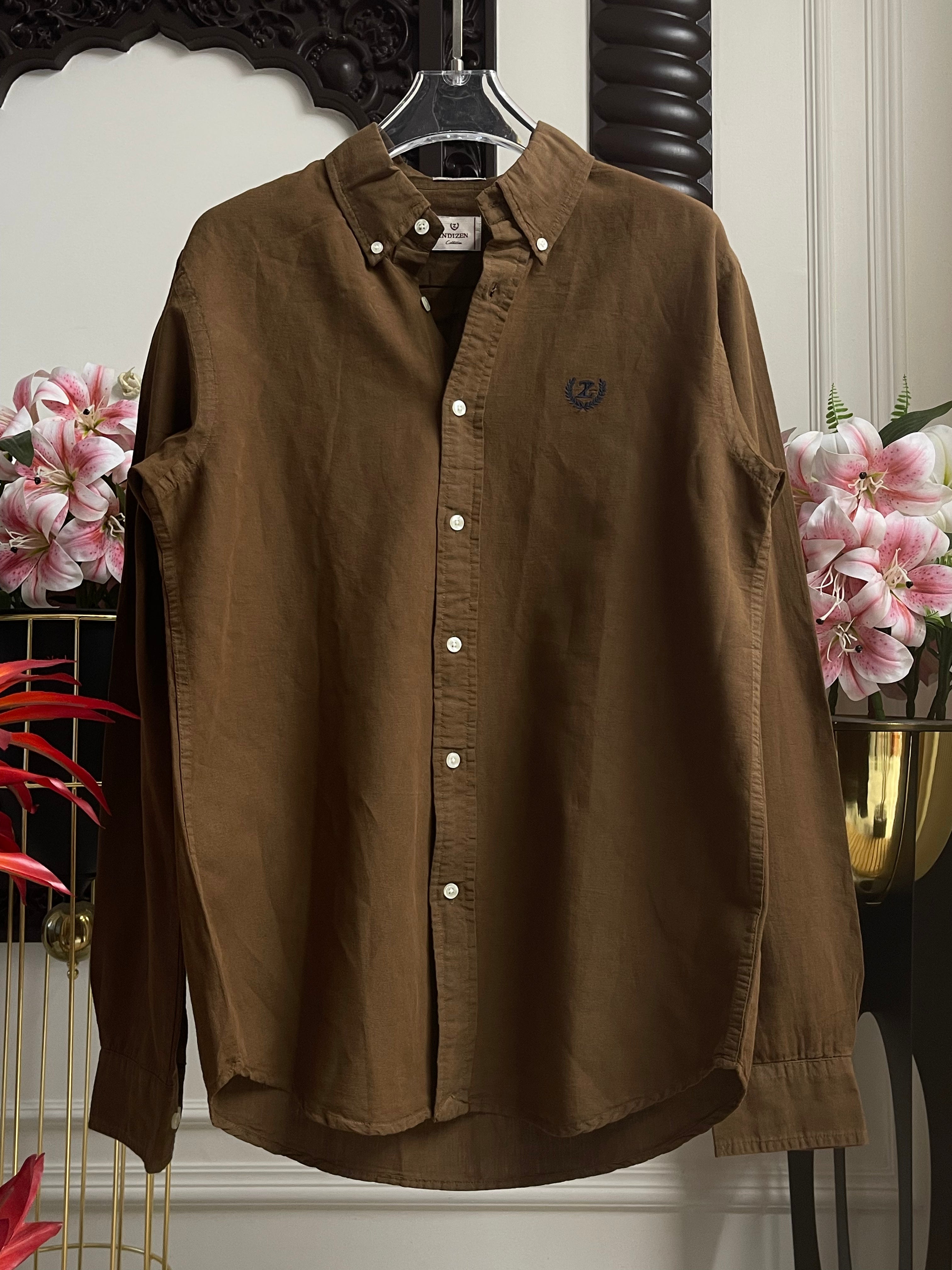 Plain Linen Brown Colour Full Sleeve Shirt