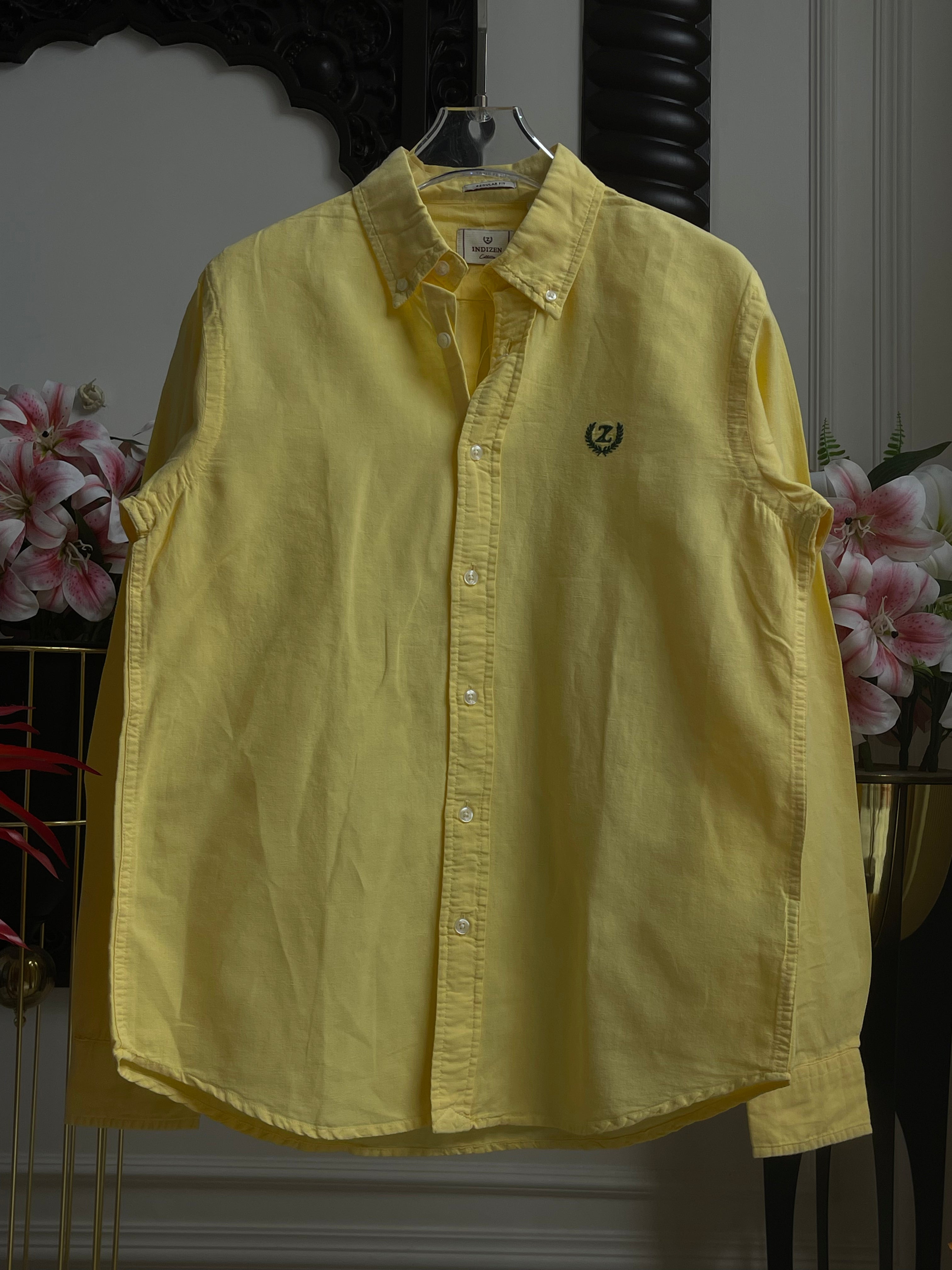 Plain Linen Yellow Colour Full Sleeve Shirt
