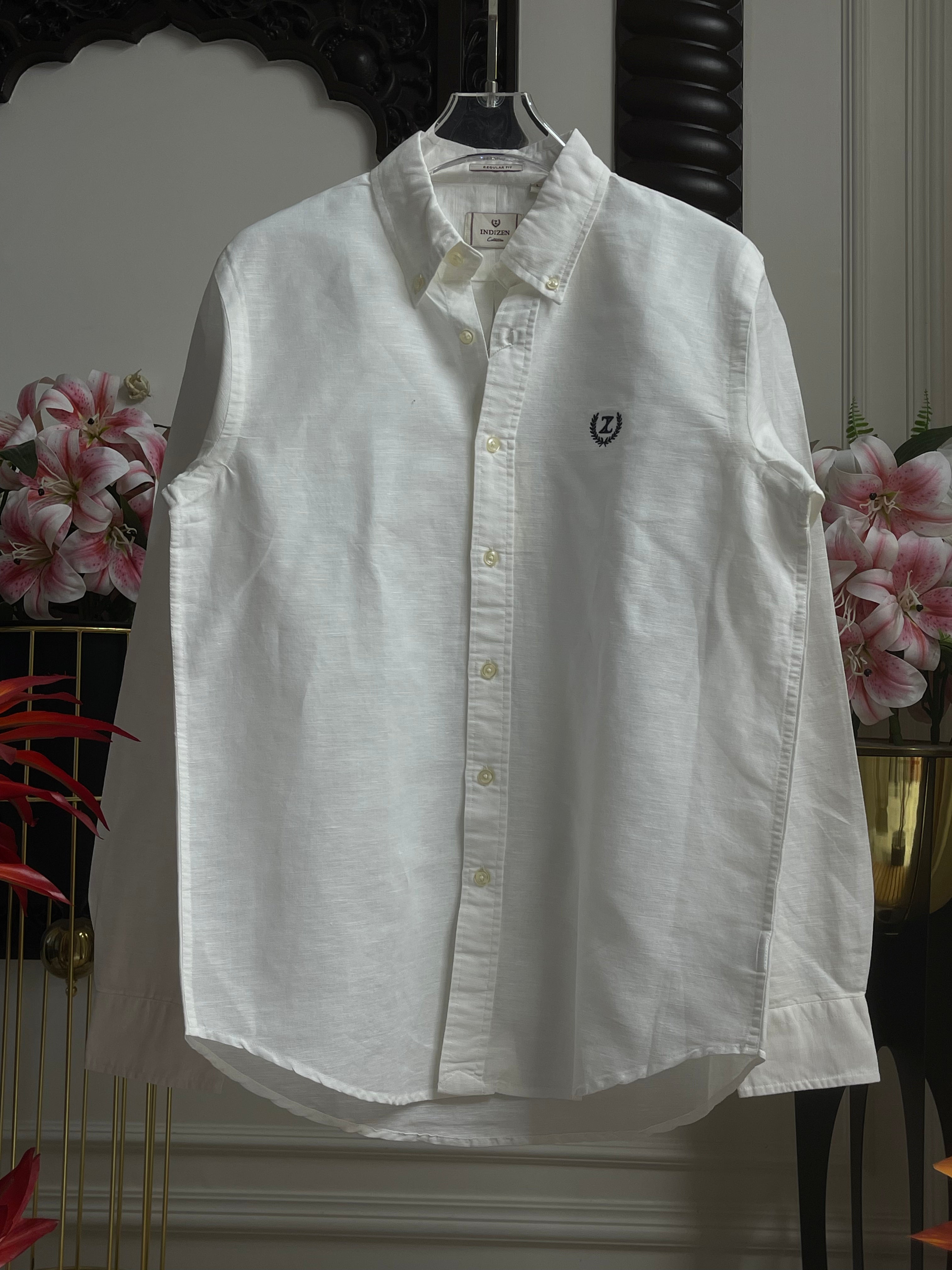 Plain Linen White Colour Full Sleeve Shirt