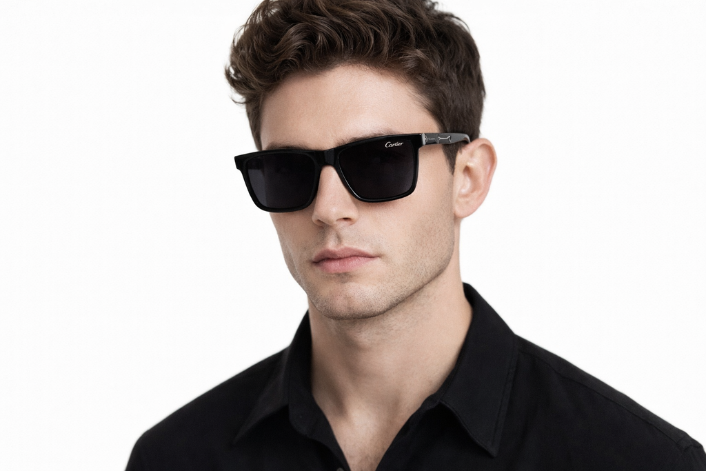 Luxury Black Frame Sunglasses with Dark Lenses