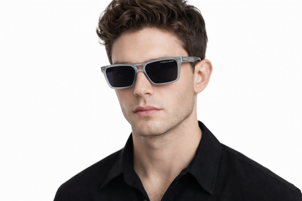 Premium Square Sunglasses in Frosted Grey