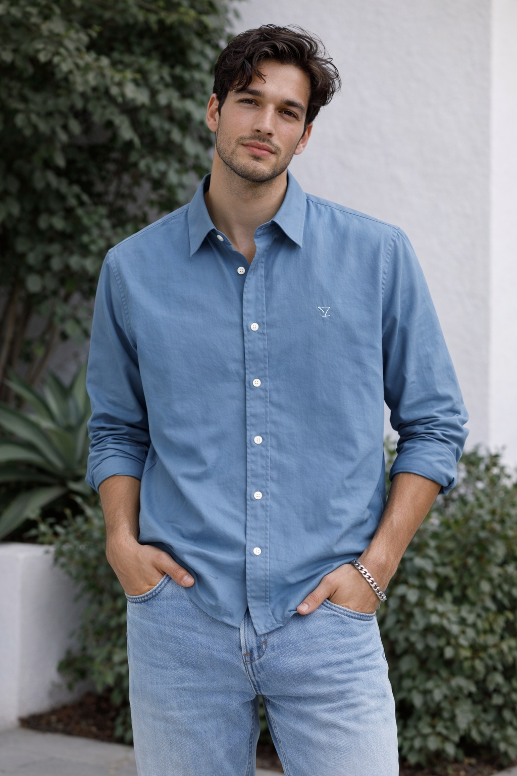 INDIZEN SKY BLUE PLAIN SHIRT