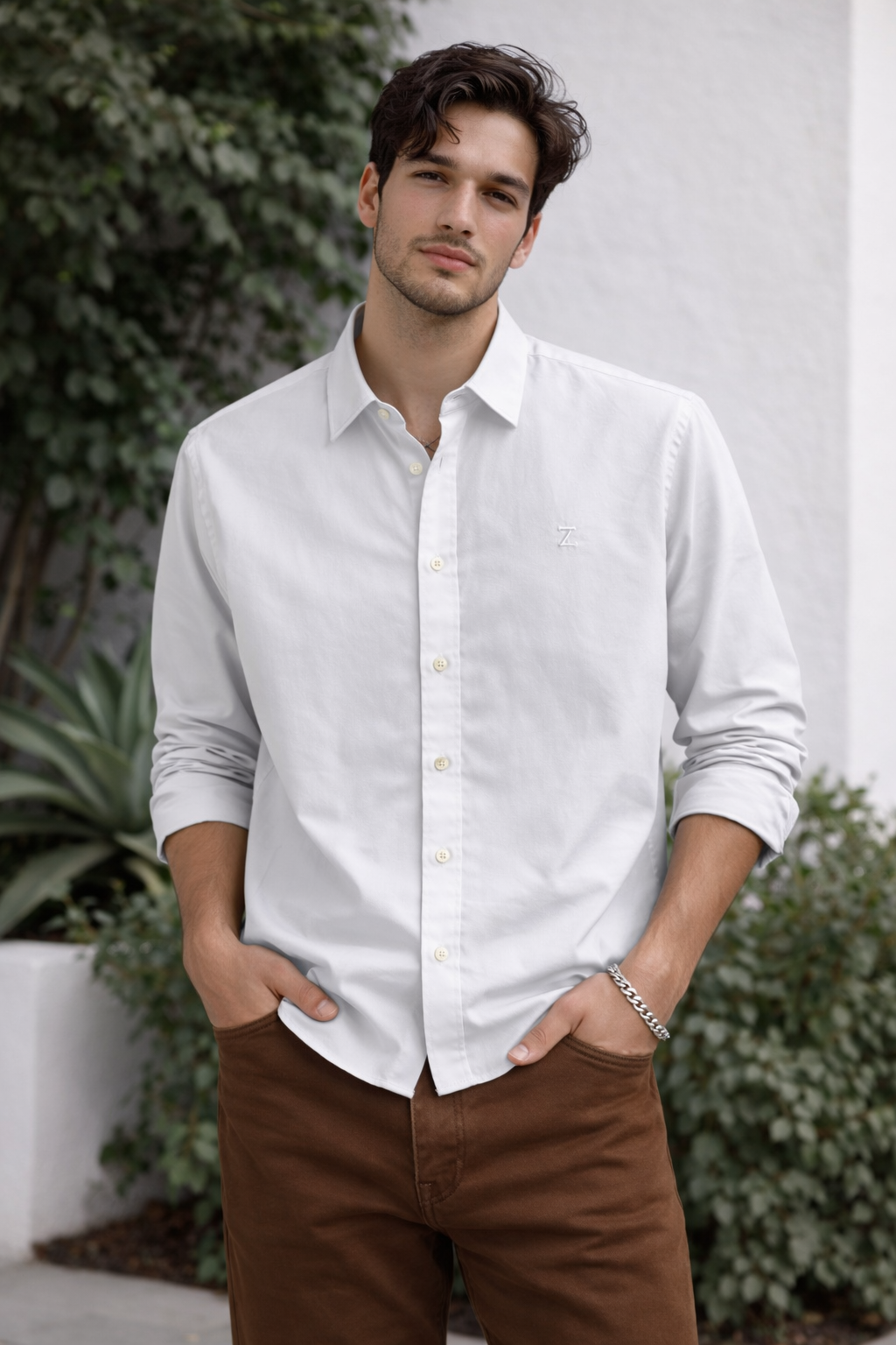INDIZEN WHITE PLAIN SHIRT