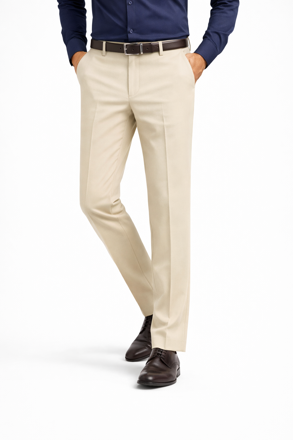 STRAIGHT FIT CREAM FORMAL PANT
