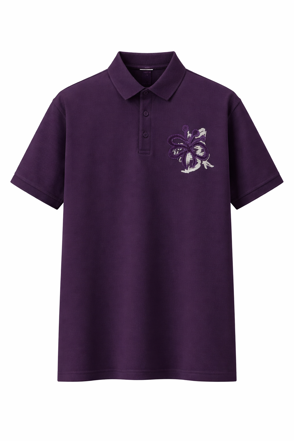 purple polo neck T-shirt with floral print