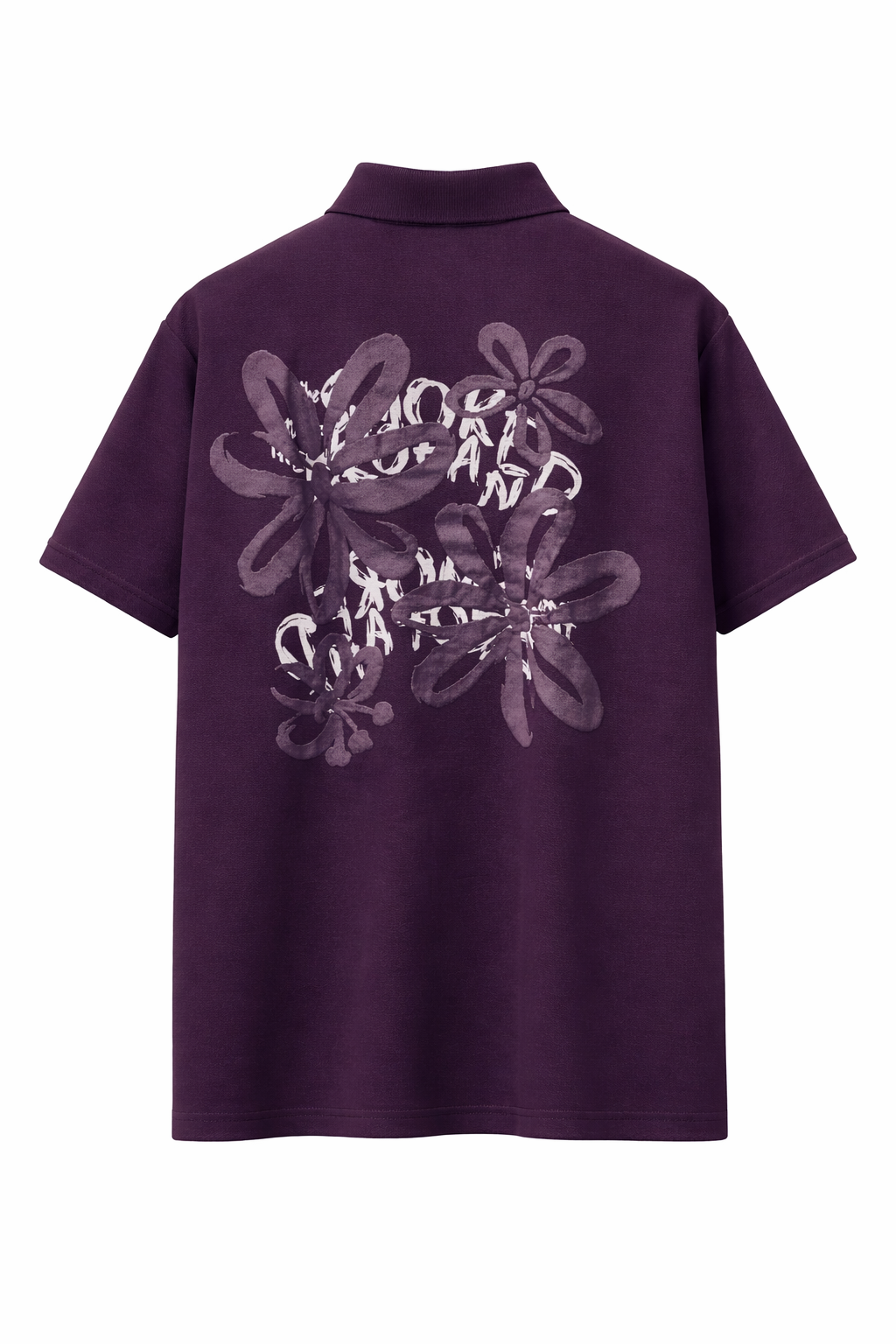 purple polo neck T-shirt with floral print