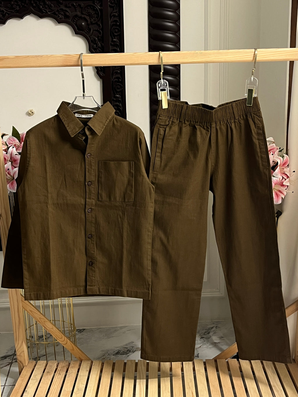 brown cotton cord set