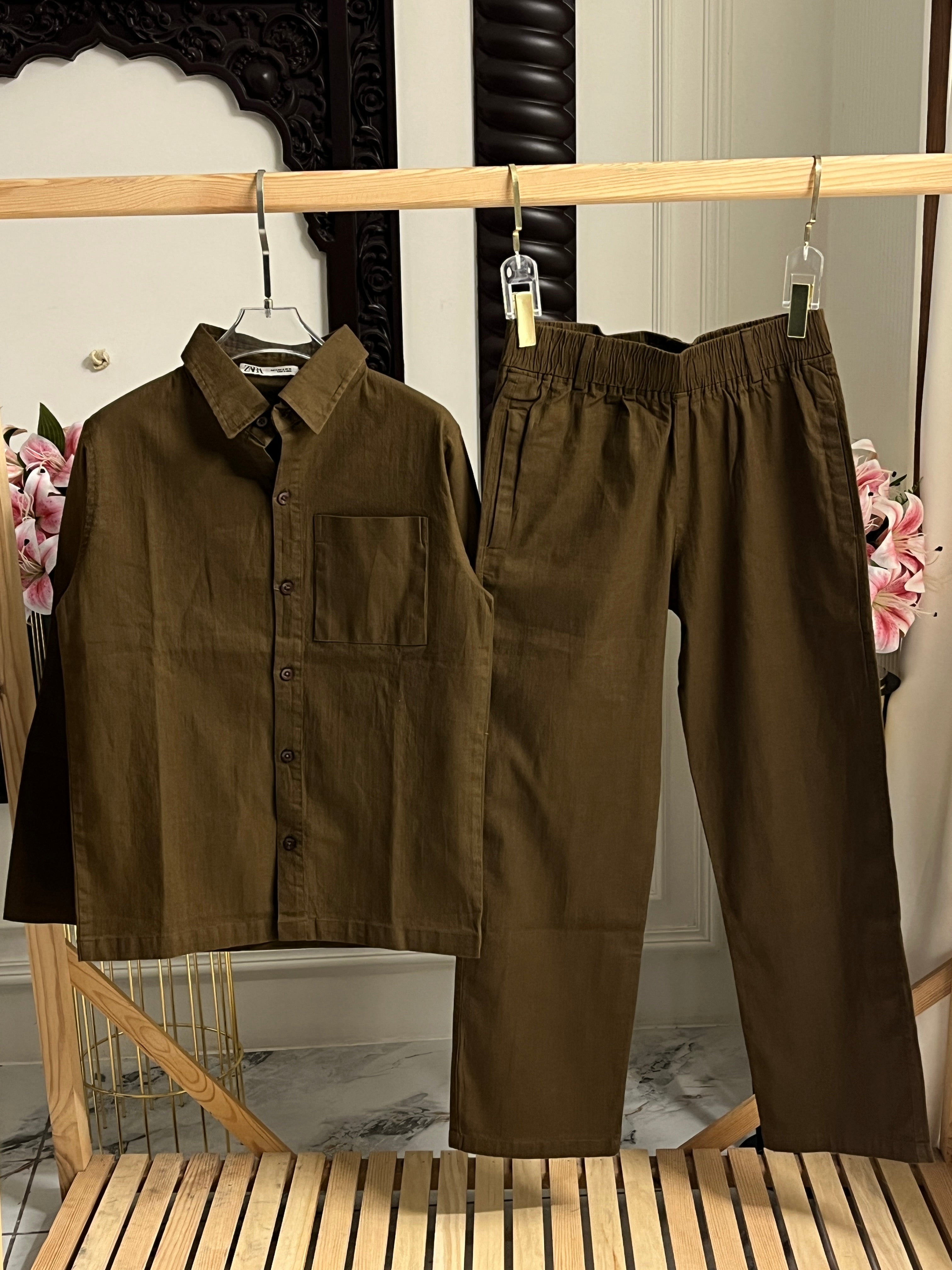 brown cotton cord set