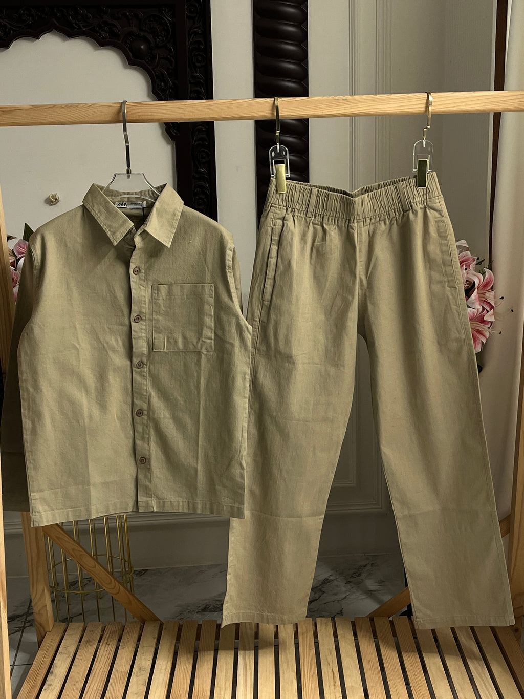 BEIGE COTTON CORD SET