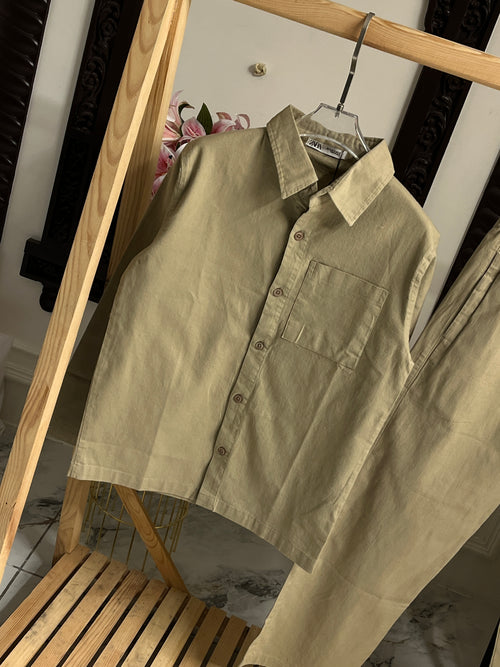 BEIGE COTTON CORD SET