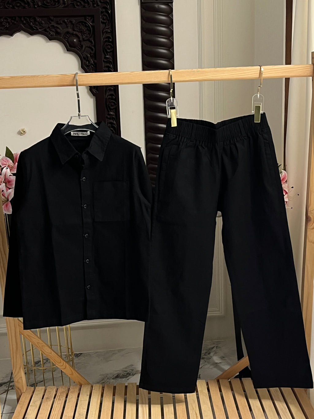 BLACK COTTON CORD SET