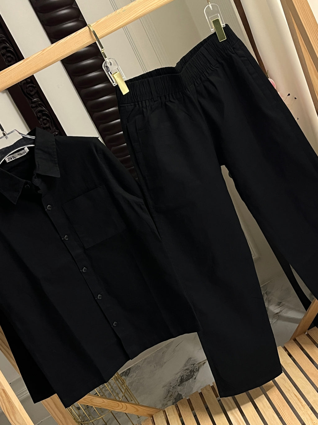 BLACK COTTON CORD SET