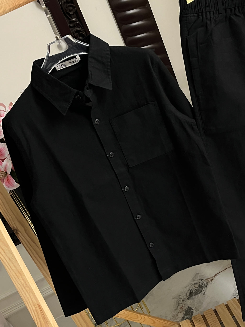 BLACK COTTON CORD SET