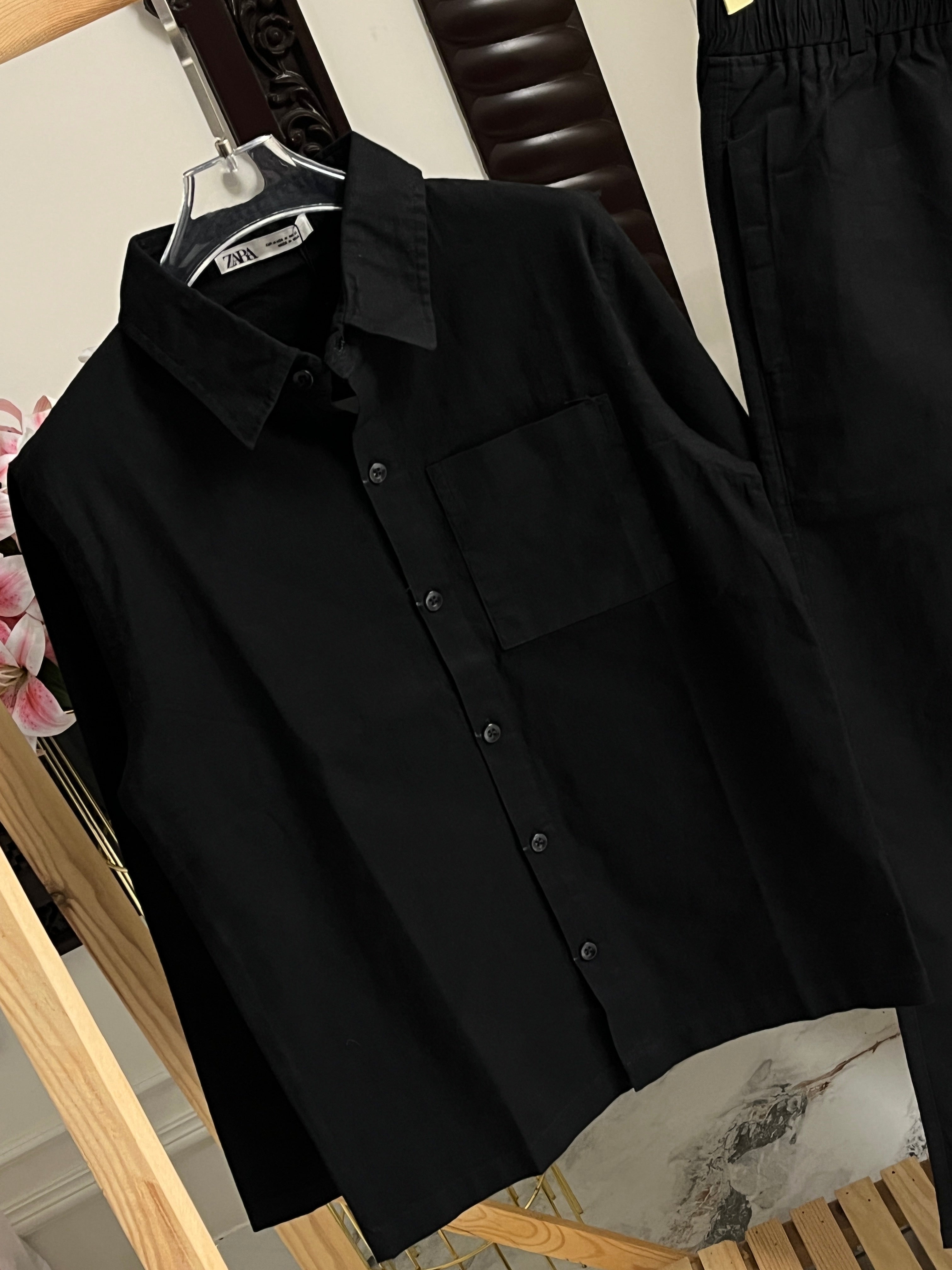 BLACK COTTON CORD SET