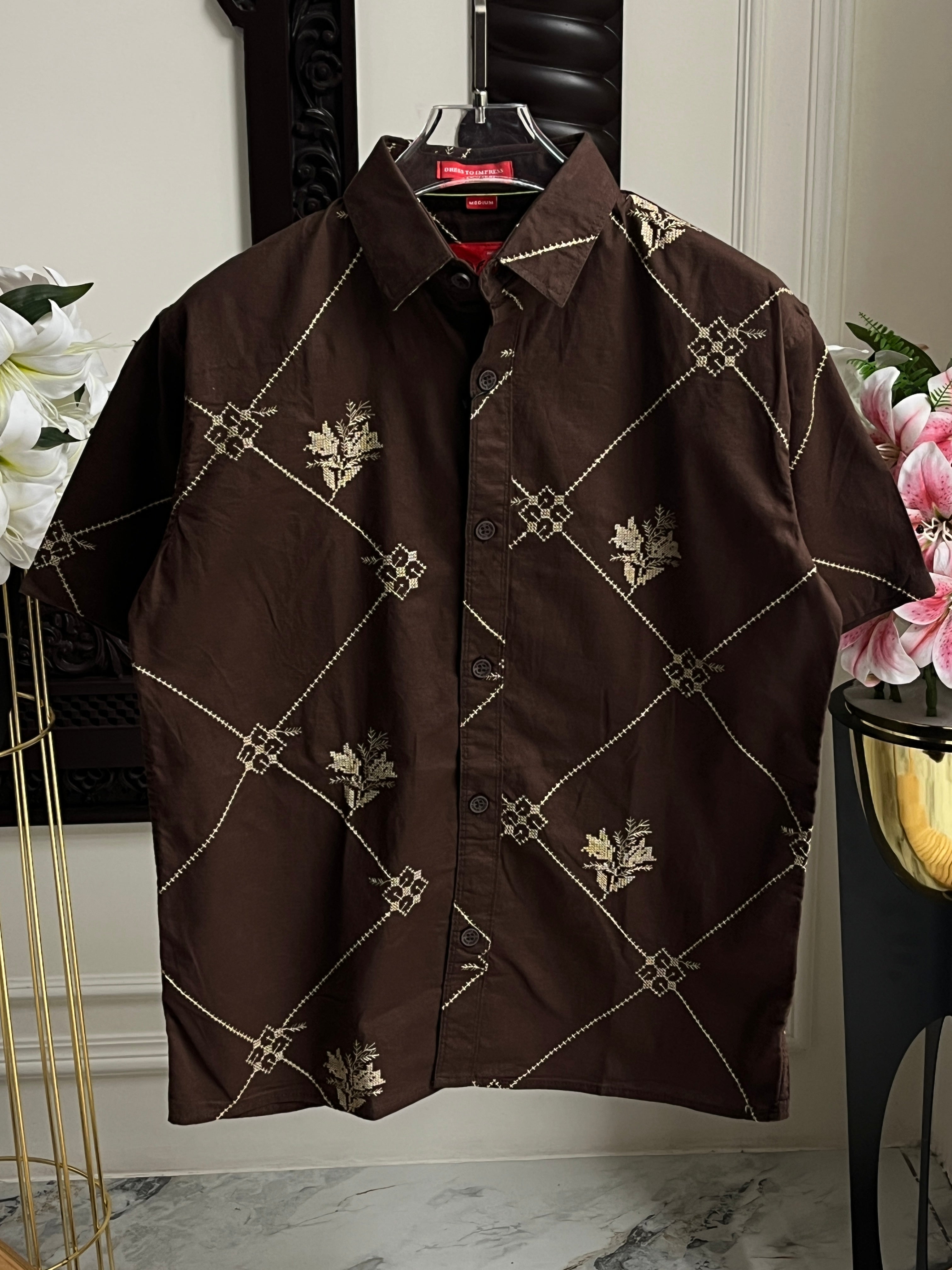 Men’s Embroidered Half Sleeve Shirt