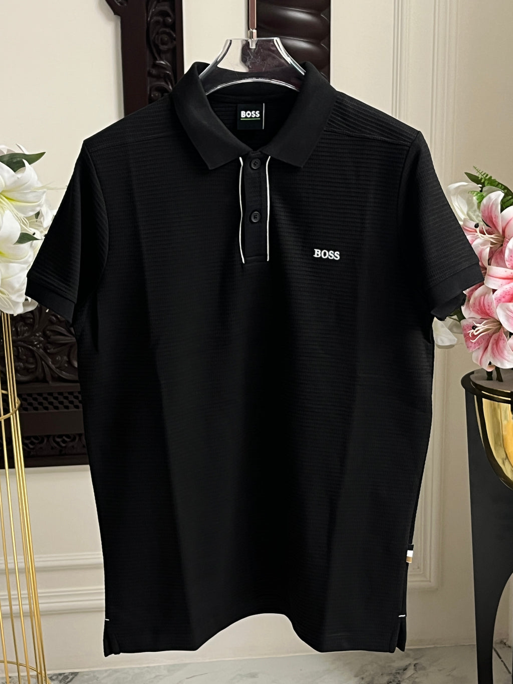 Half Sleeve Polo T-Shirt with Collar – Black