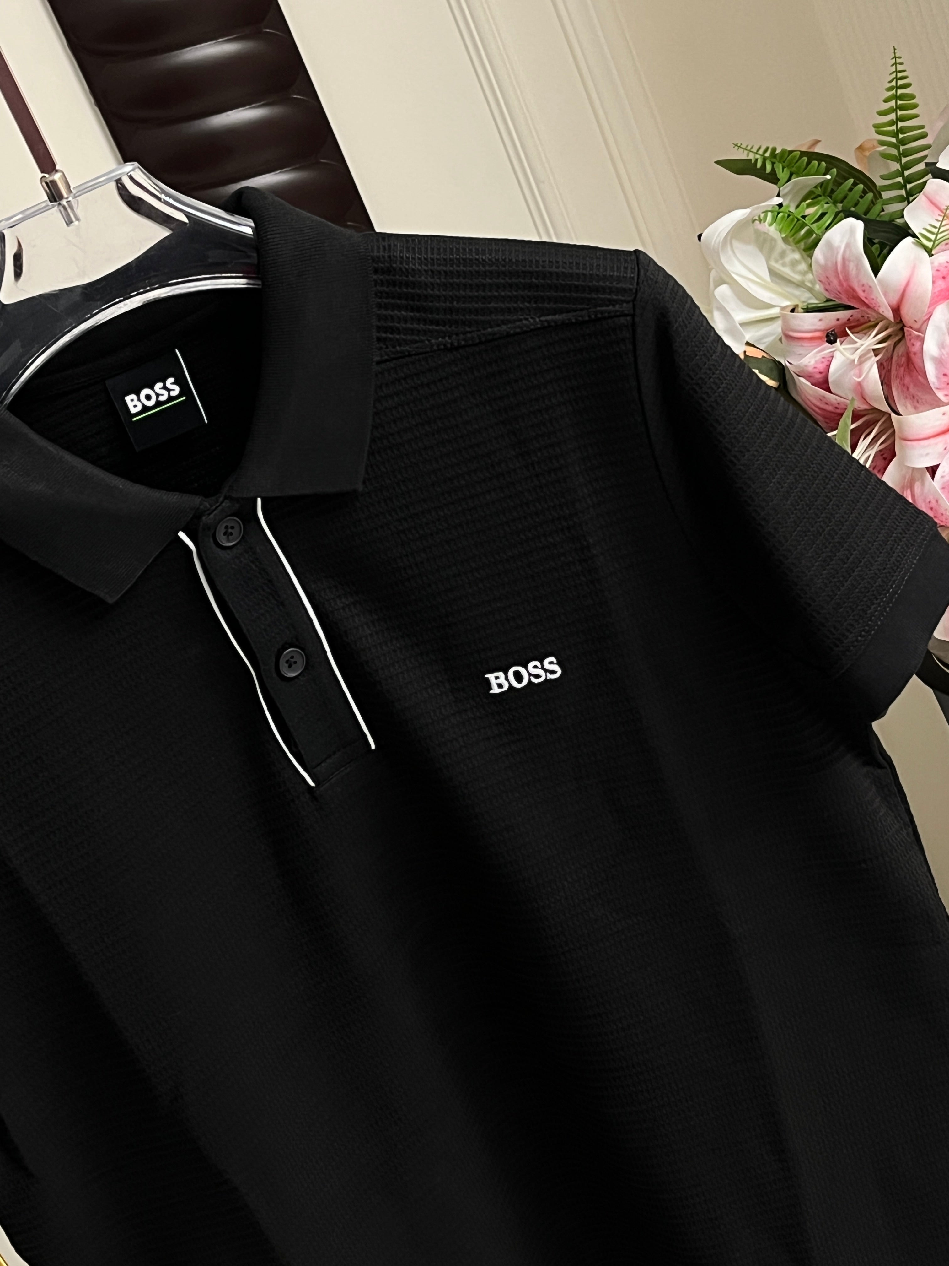 Half Sleeve Polo T-Shirt with Collar – Black