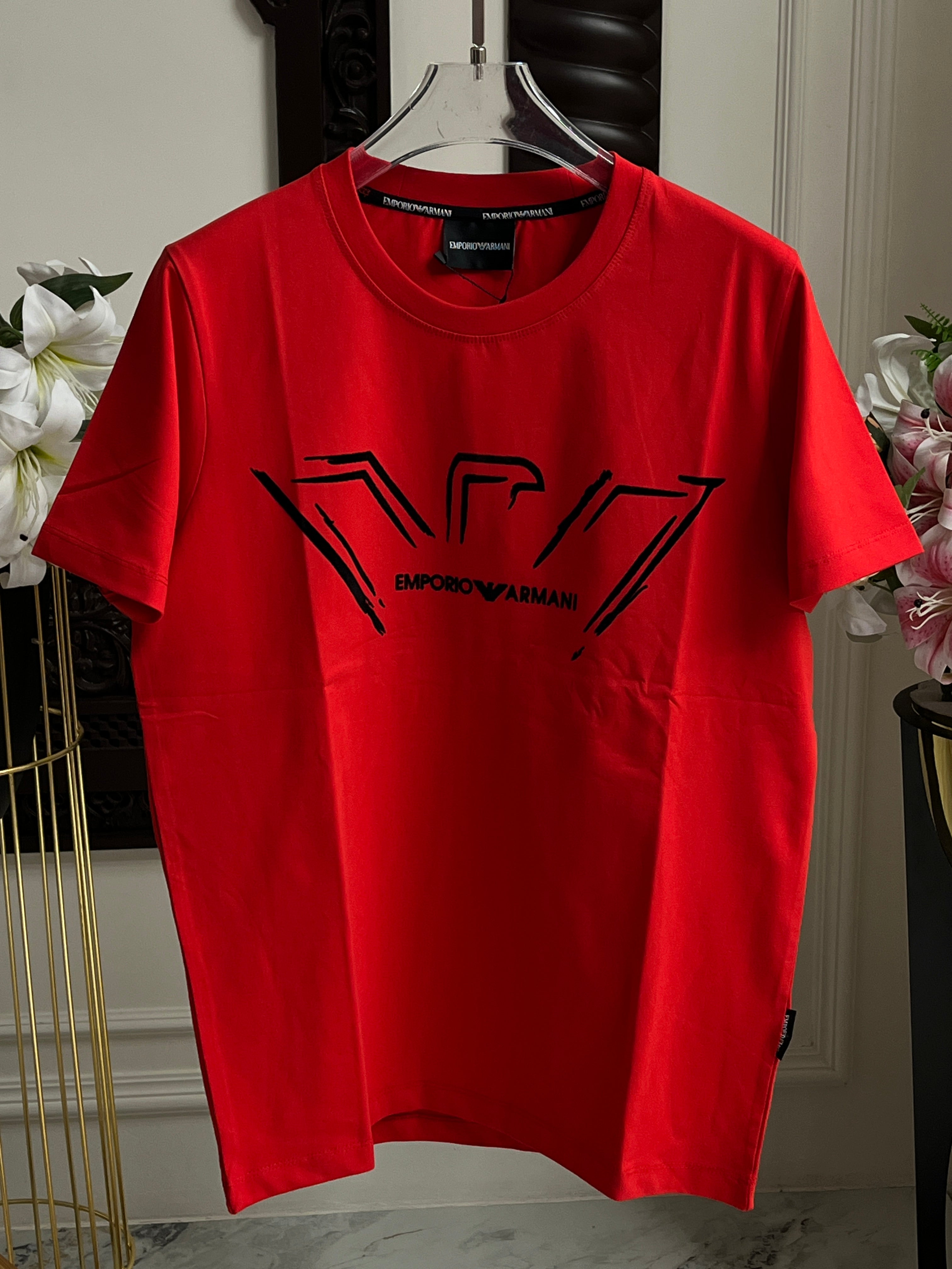 Graphic Crew Neck Tee – Vibrant Red