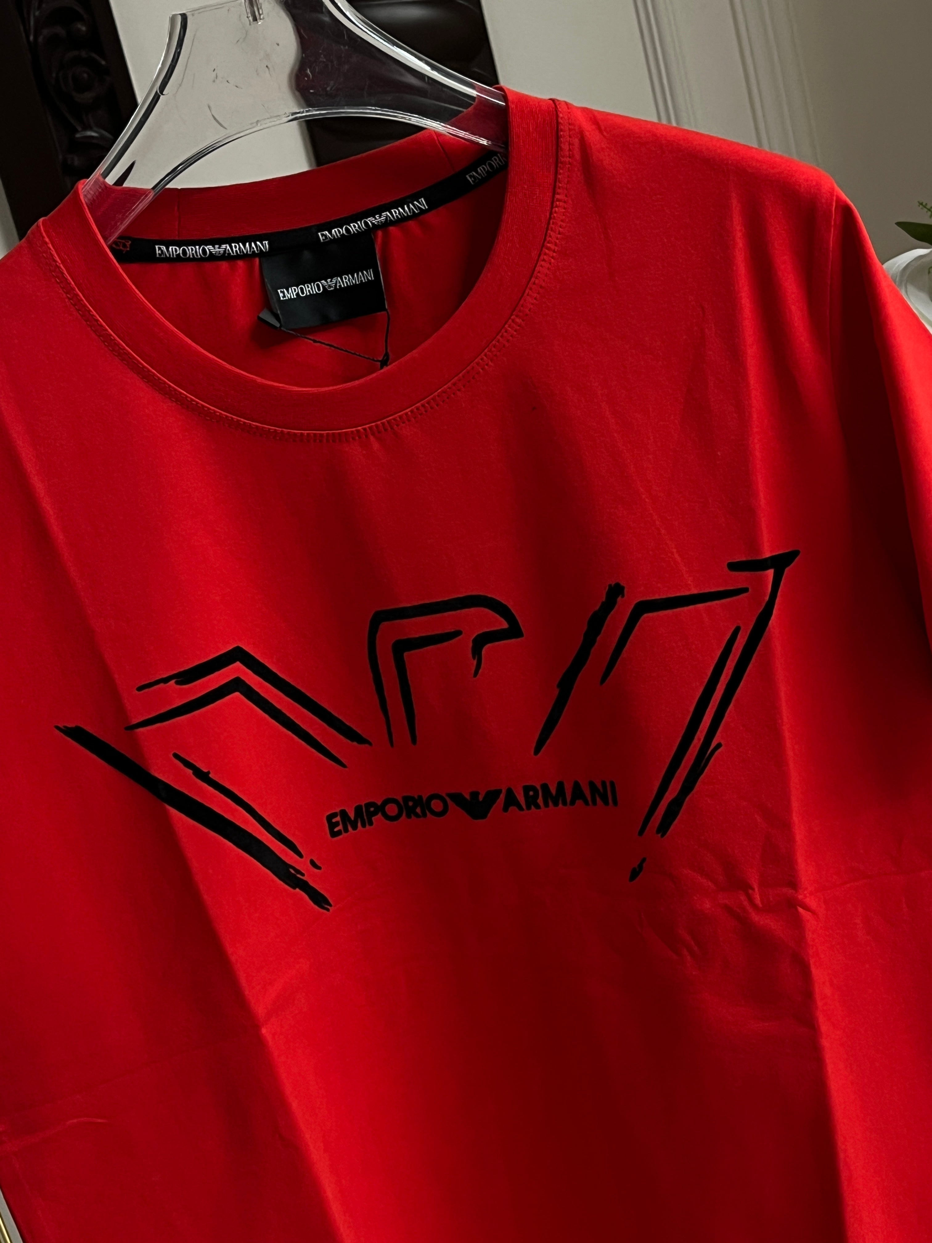 Graphic Crew Neck Tee – Vibrant Red